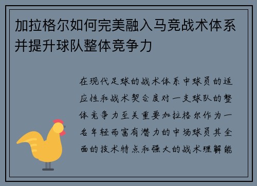 加拉格尔如何完美融入马竞战术体系并提升球队整体竞争力